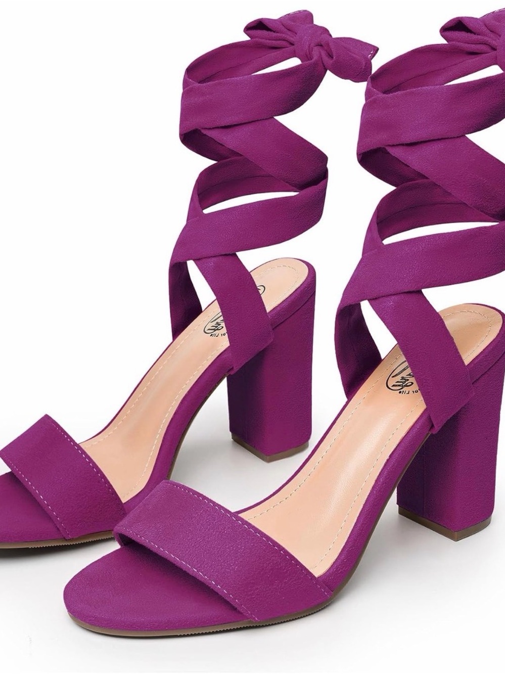 Trary purple Magenta Wrap-Ankle 3” Block Heels